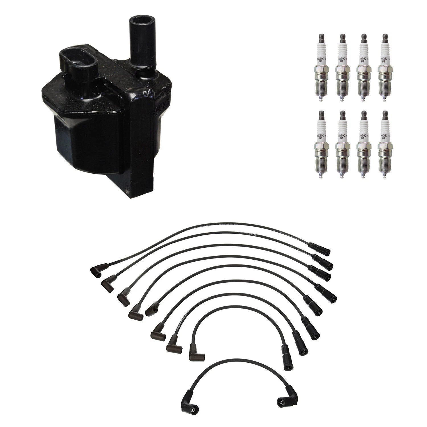 Denso Ignition Coil Wires & NGK Spark Plugs Kit for Chevrolet C2500 Suburban (1999–2000)