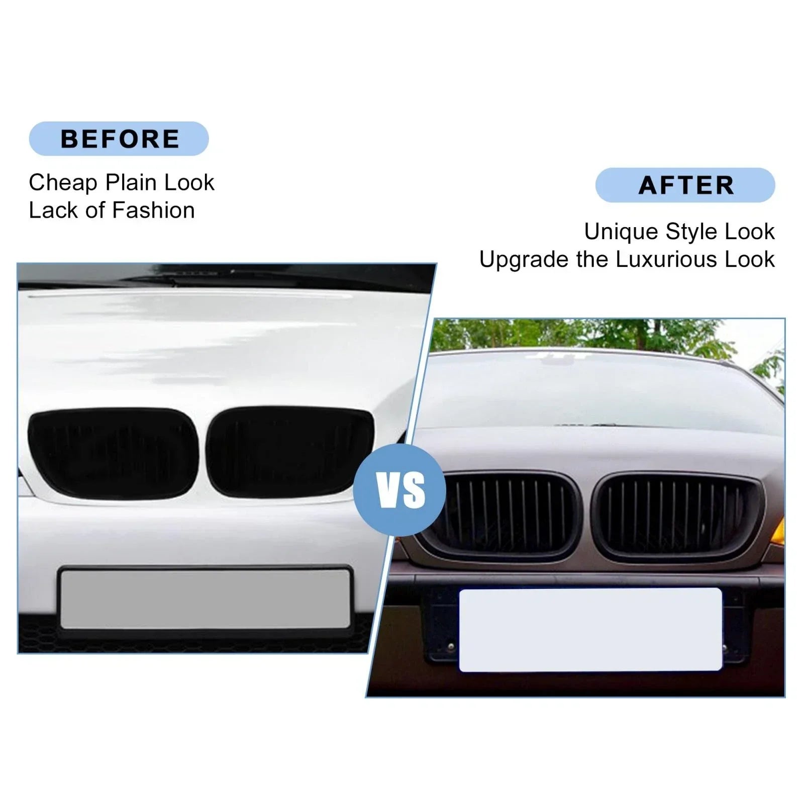Front Upper Hood Bumper Grille Grill Pair for BMW 335i Signal Slat Matte Black