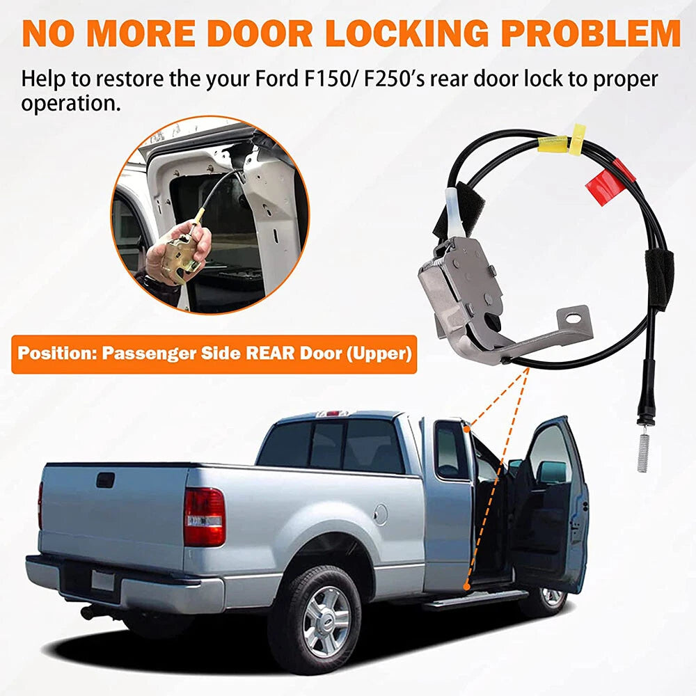 Rear Right Door Upper Latch with Cable for Ford F-150 F-250 (1997–2004)