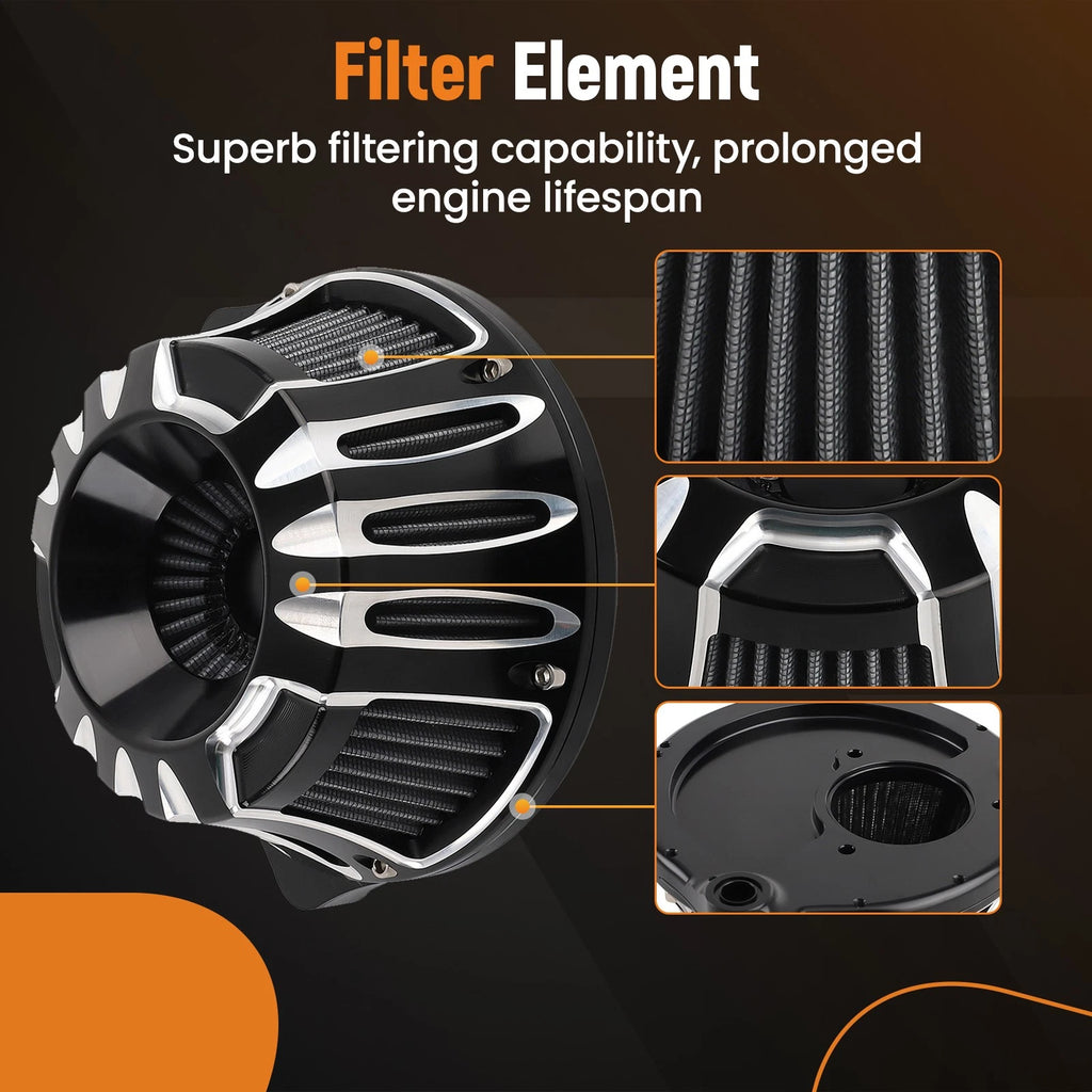 Turbine Air Filter for Harley Breakout FXBR FXBRS 107 114 (2018–Present) Black Aluminum