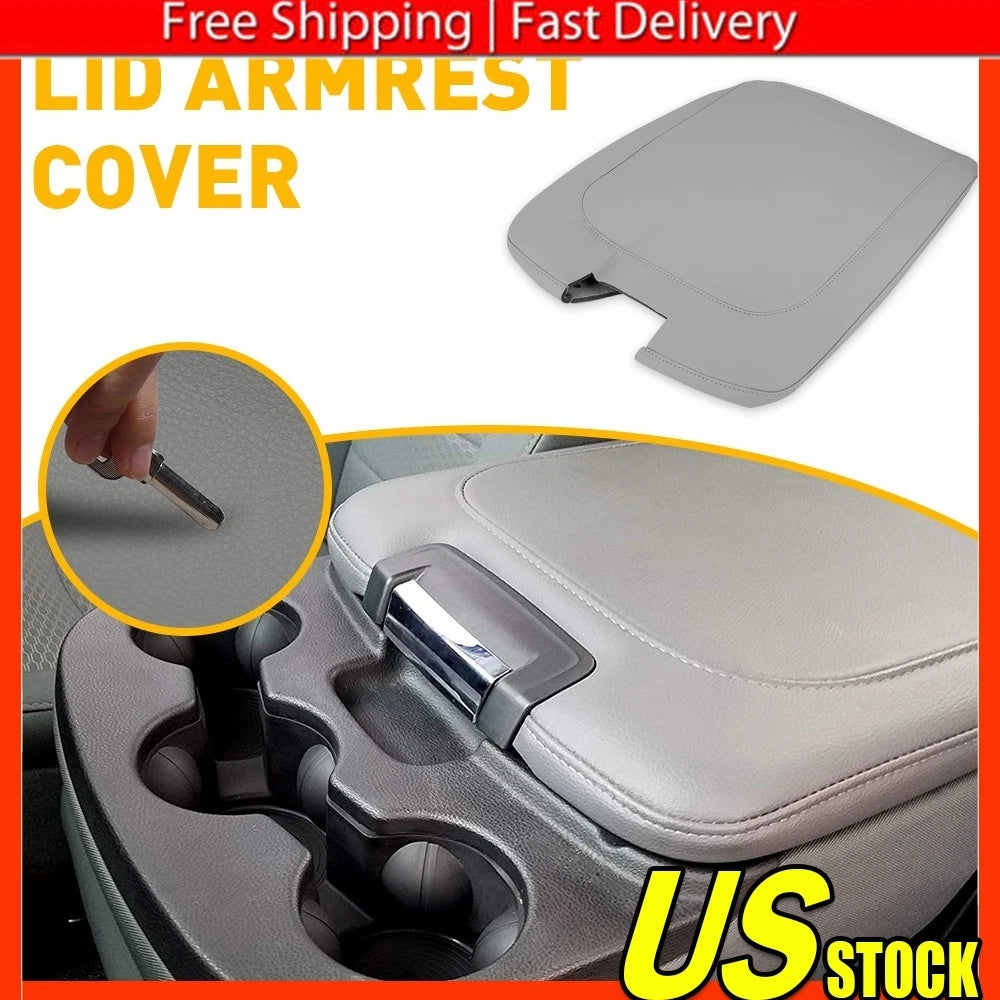 Leather Center Console Armrest Lid Cover for Dodge Ram (2013–2018) Gray