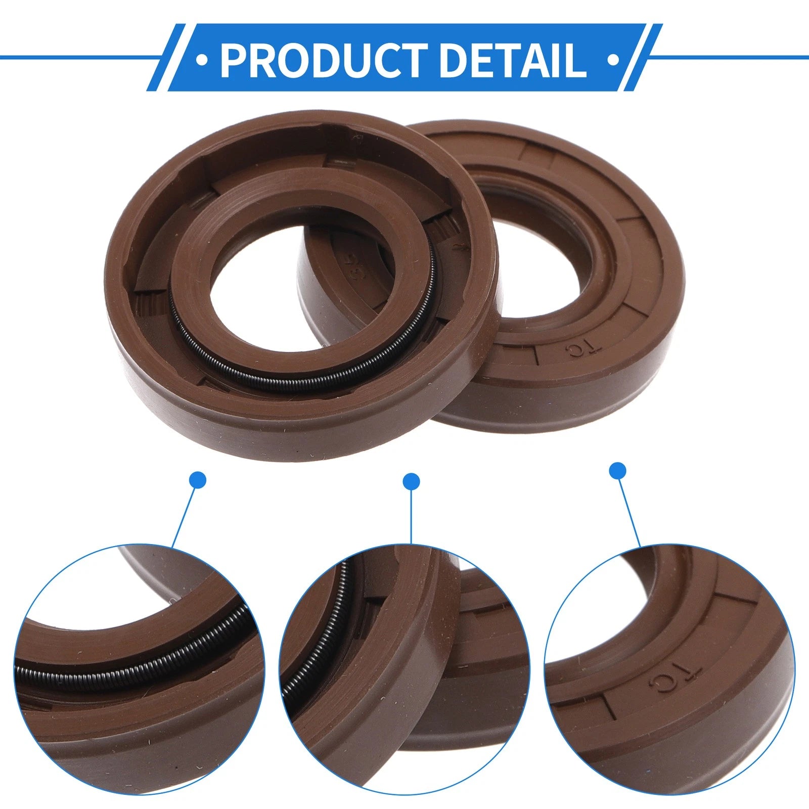 Set of 2 Oil Seal Rotary Shaft Seal FKM Rubber 18x35x7mm