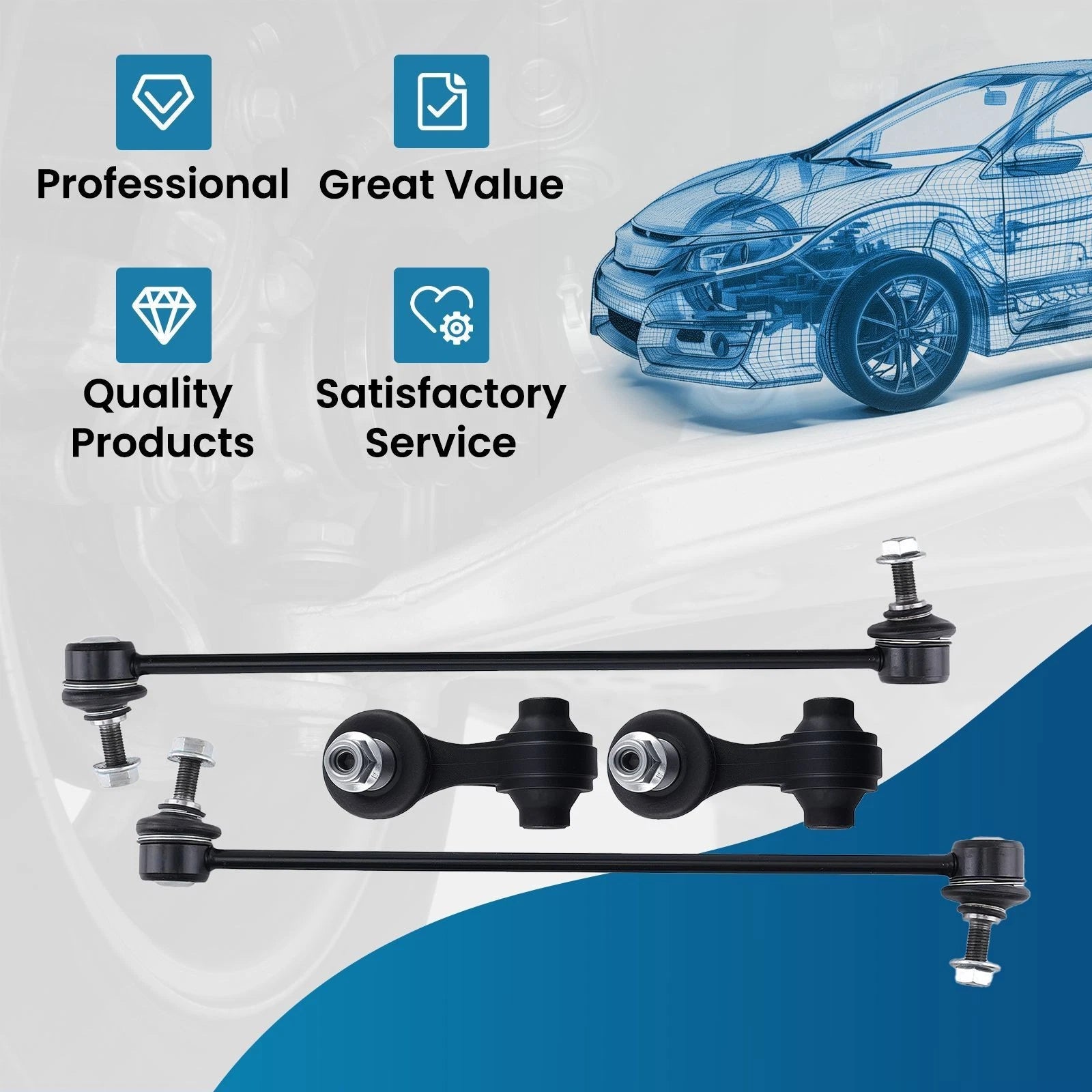Set of 4 Sway Bar Links Kit for Honda Accord (2018–2022)