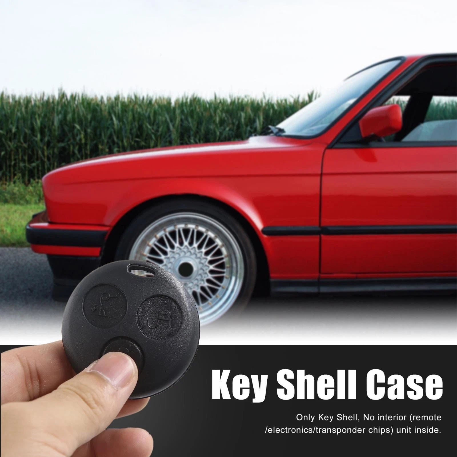 Key Fob Shell Case for Smart Fortwo (2007–2014) 3 Button Black