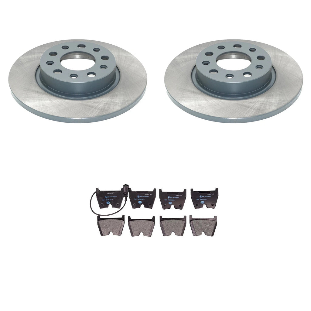 Set of 2 DuraGo Rear Rotors & Hella Low-Met Disc Brake Pads for Ford Jeep Compass (EDE)