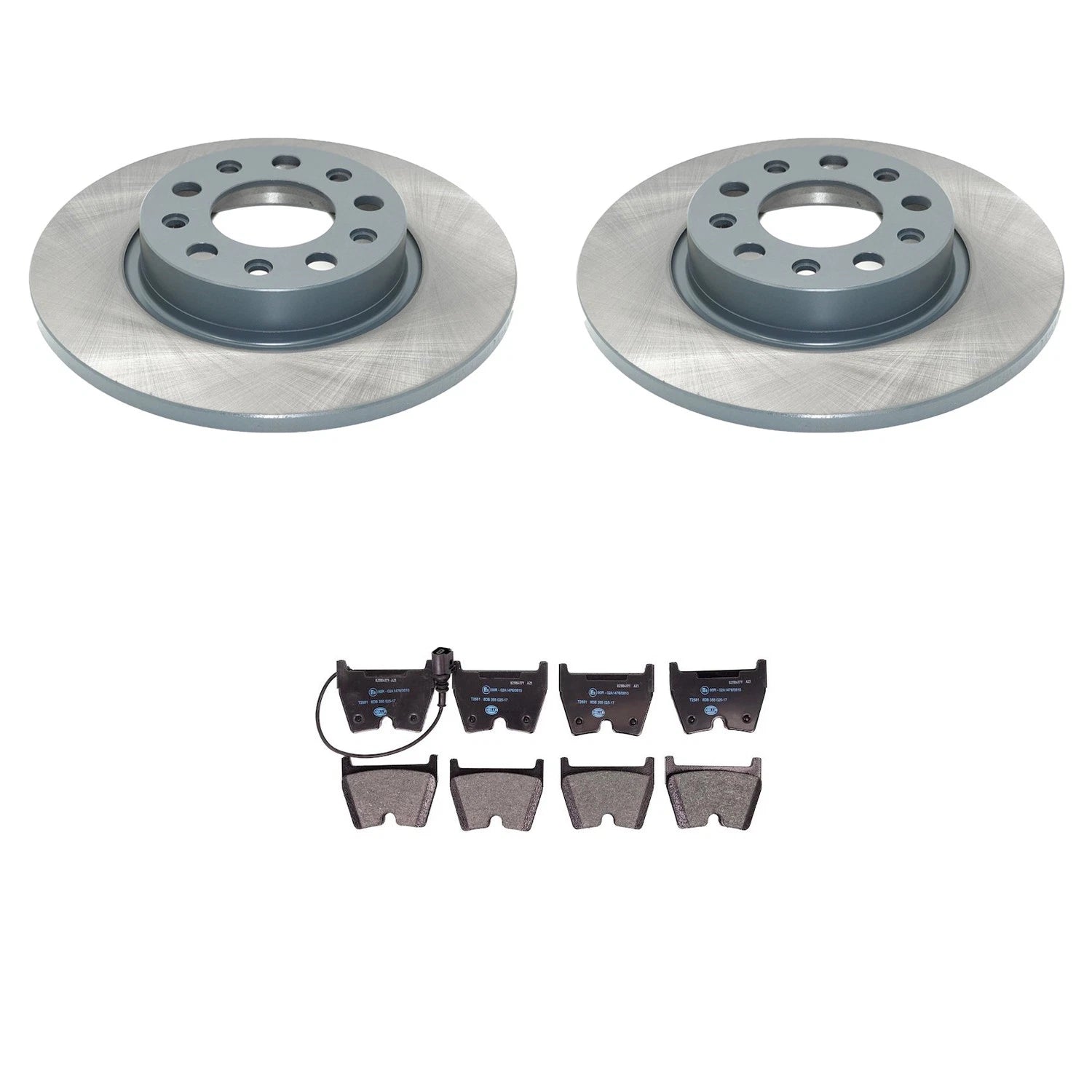 Set of 2 DuraGo Rear Rotors & Hella Low-Met Disc Brake Pads for Ford Jeep Compass (EDE)
