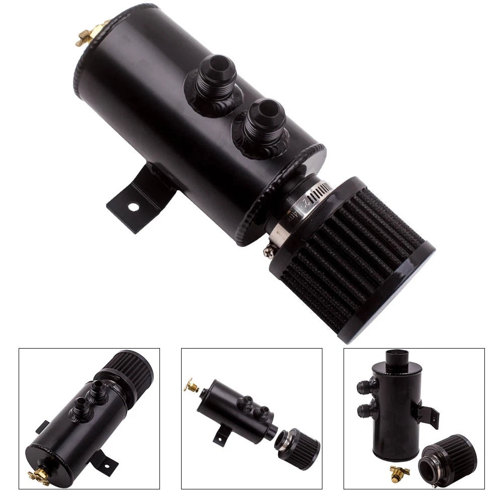 Oil Catch Can with Chrome Breather Filter for Universal Applications (0.75L)