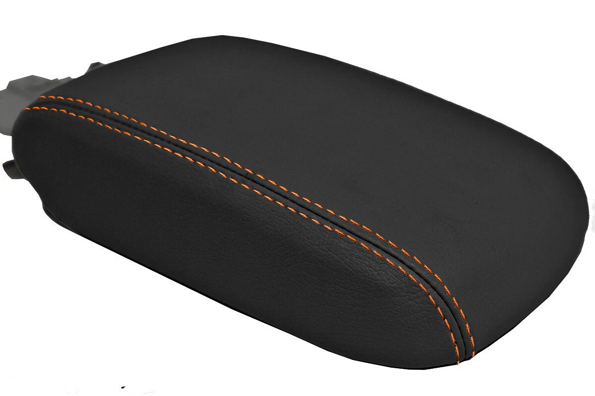 Leather Console Lid Armrest Cover for Subaru Crosstrek (2012–2017) Orange Stitch