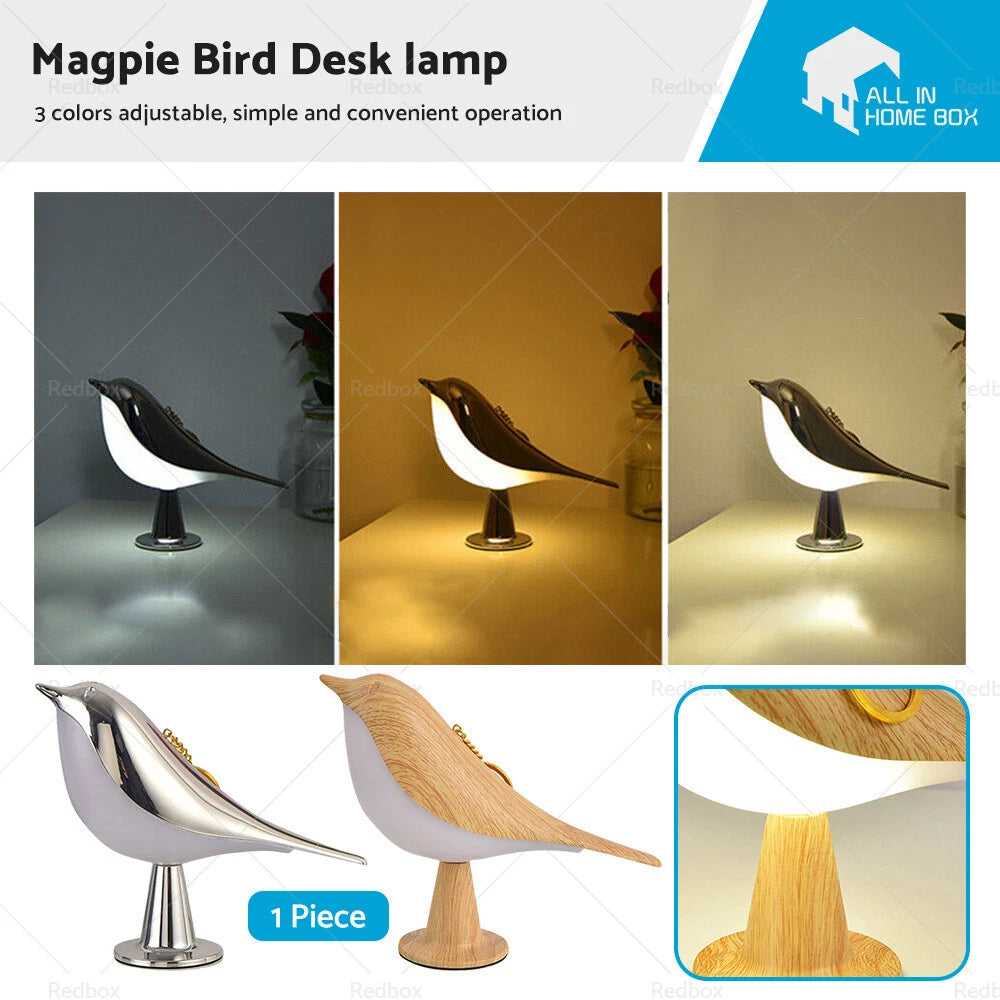 LED Table Desk Lamp for Modern Magpie Bird (Touch, Night Light)