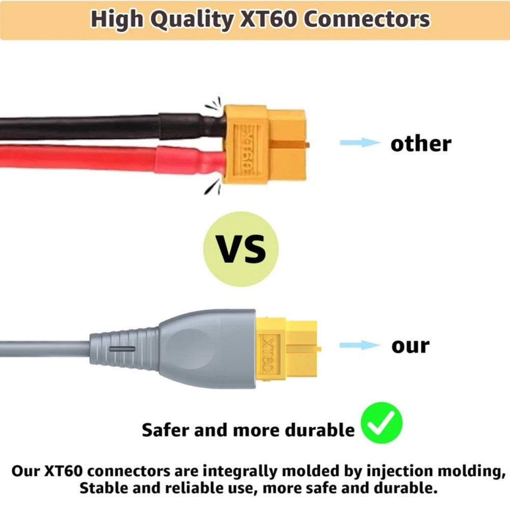 3 Meter Power Line for RC Boats Drones with XT60 Male to DC Male Connector