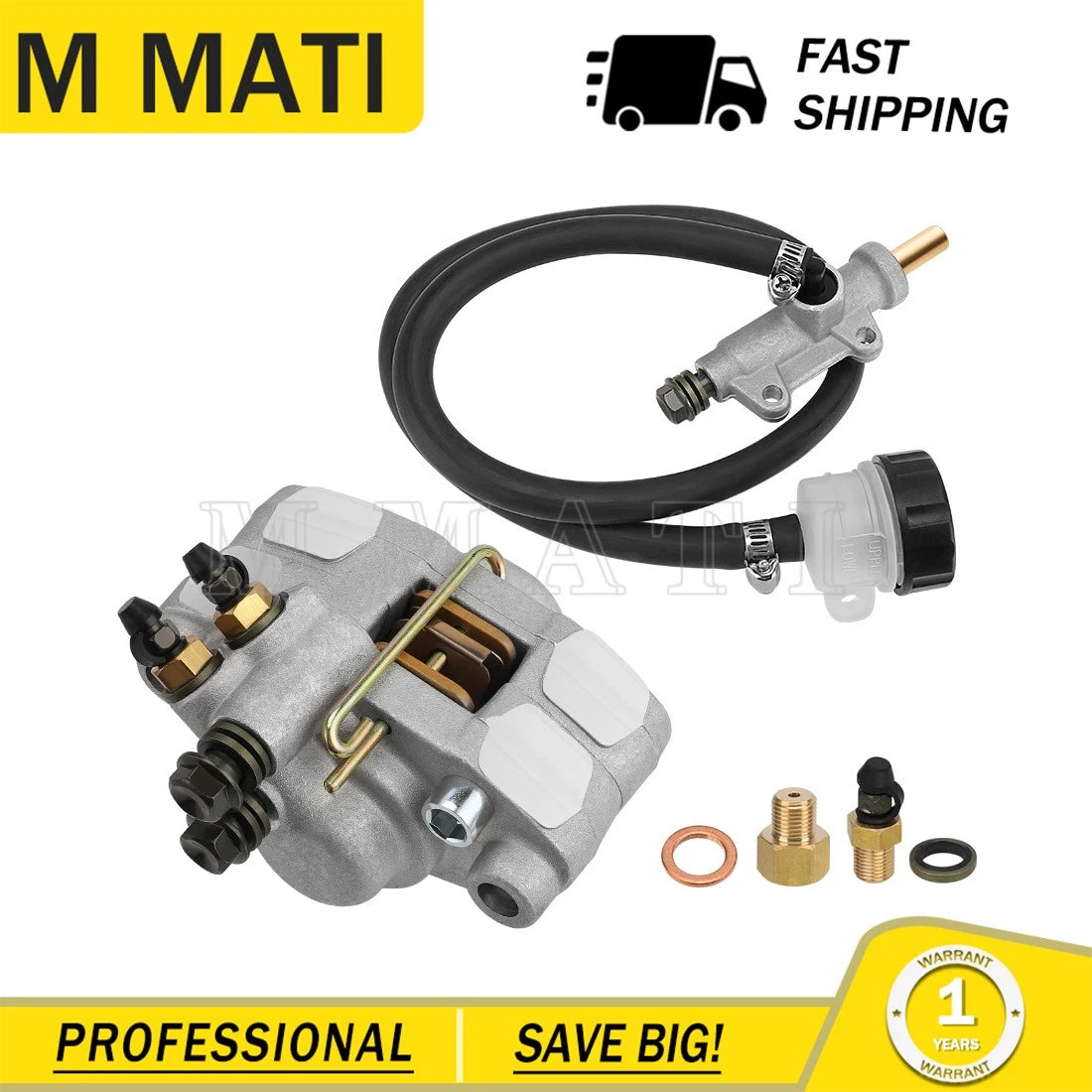 Rear Brake Master Cylinder & Caliper w/Pads for Polaris Scrambler 500 (1998–2004)