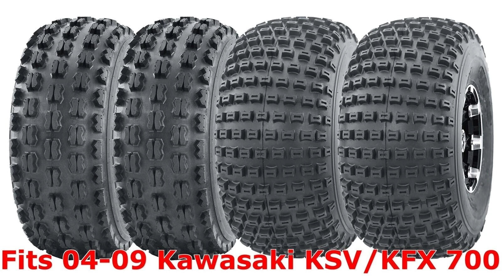 Full Set of WANDA Sport ATV Tires 22x7-10 & 22x11-10 for Kawasaki KSV/KFX 700 (2004–2009)
