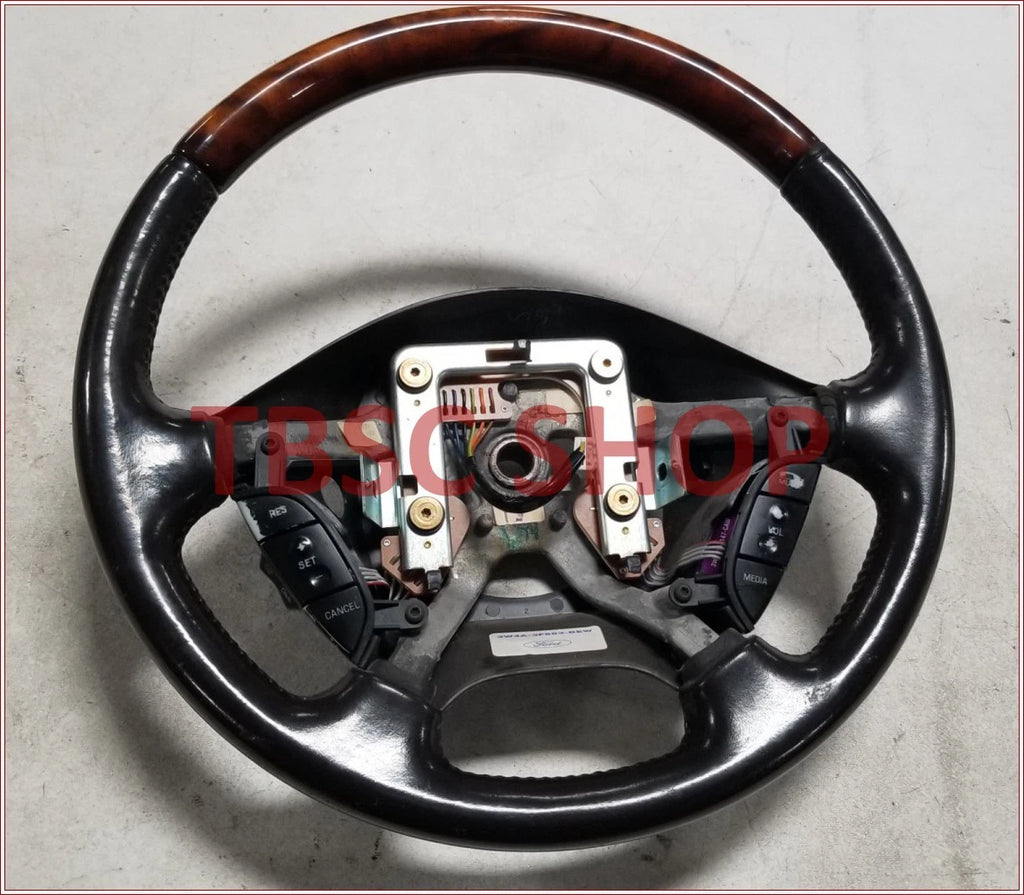 Steering Wheel with Cruise Switch for Lincoln LS (2003–2006) - Black/Wood