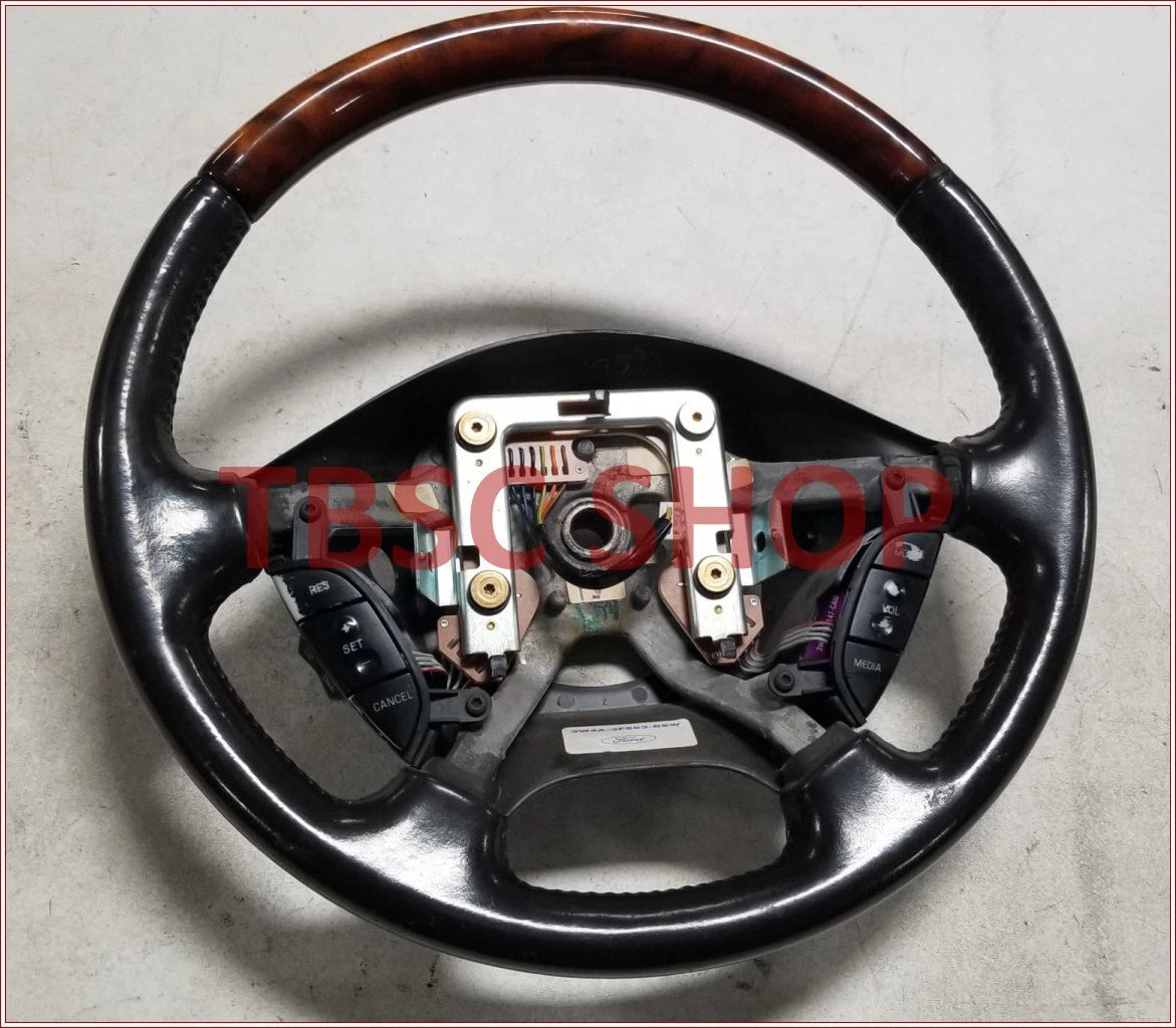 Steering Wheel with Cruise Switch for Lincoln LS (2003–2006) - Black/Wood