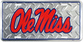 Embossed Diamond Metal License Plate for Ole Miss Rebels (2010–2023)