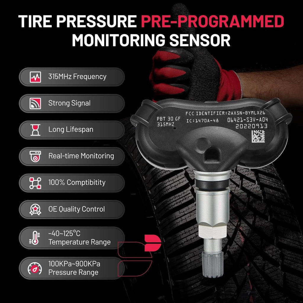Set of 4 Tire Pressure Sensors TPMS for Honda Pilot, Acura RL, MDX (2003–2015)