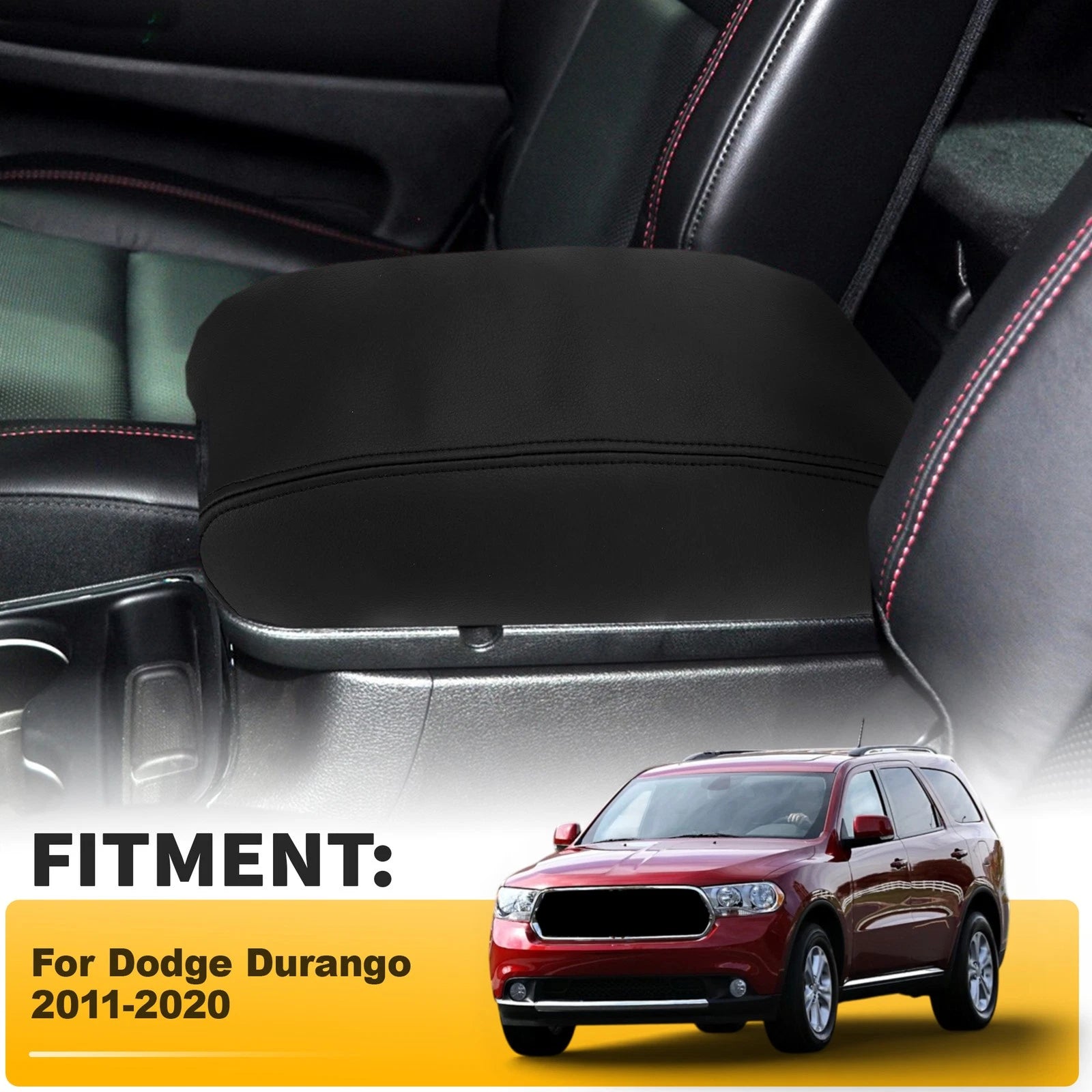 Leather Center Console Lid Armrest Cover for Dodge Durango (2011–2020)