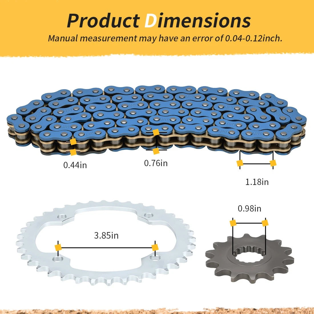X-Ring Blue Drive Chain & Sprocket for Yamaha Raptor 700 (2006–2024)