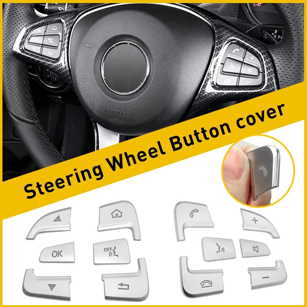Chrome Steering Wheel Button Sticker for Mercedes Benz GLC C Class (2015–2021)
