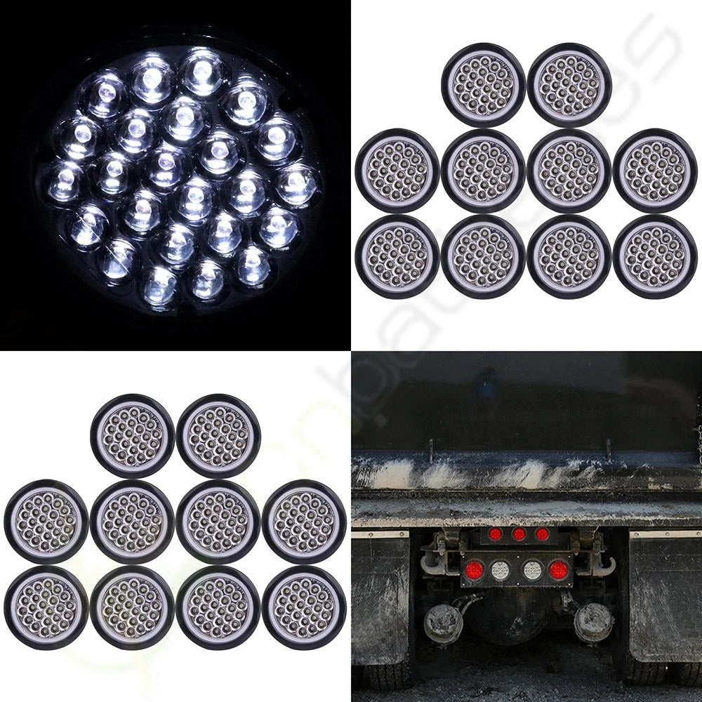 20pcs 24V 4" LED Side Marker Tail Lights for Trailer (Round)