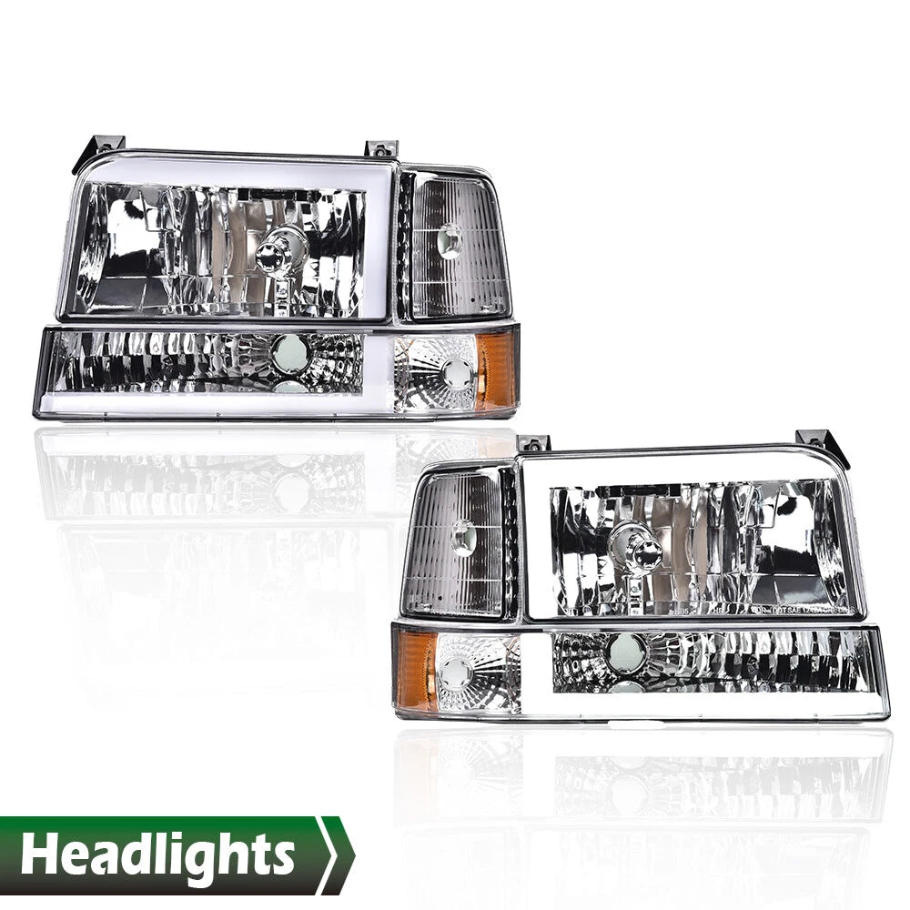 Dual LED DRL Headlights for Ford F150 F250 F350 Bronco (1992–1996)