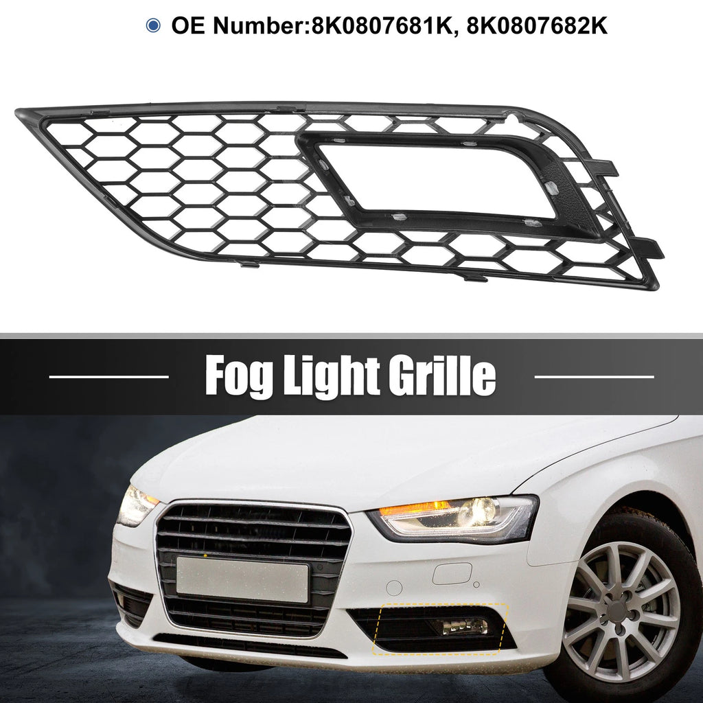 Pair Fog Light Mesh Grille Cover for Audi A4 B8.5 (2013–2016) Black