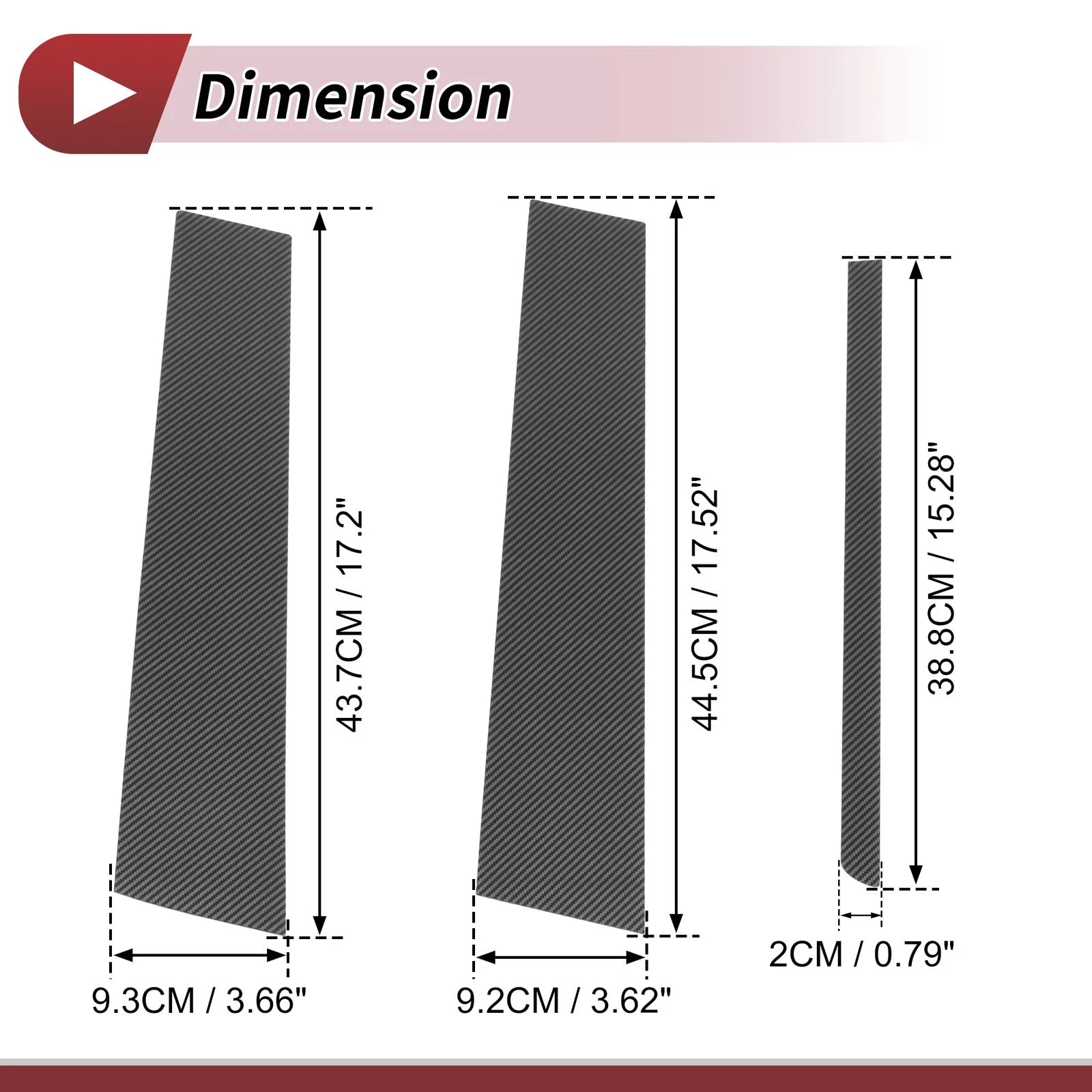 Set of 6 Door Pillar Window Trim for Ford Explorer (2011–2019) Carbon Fiber