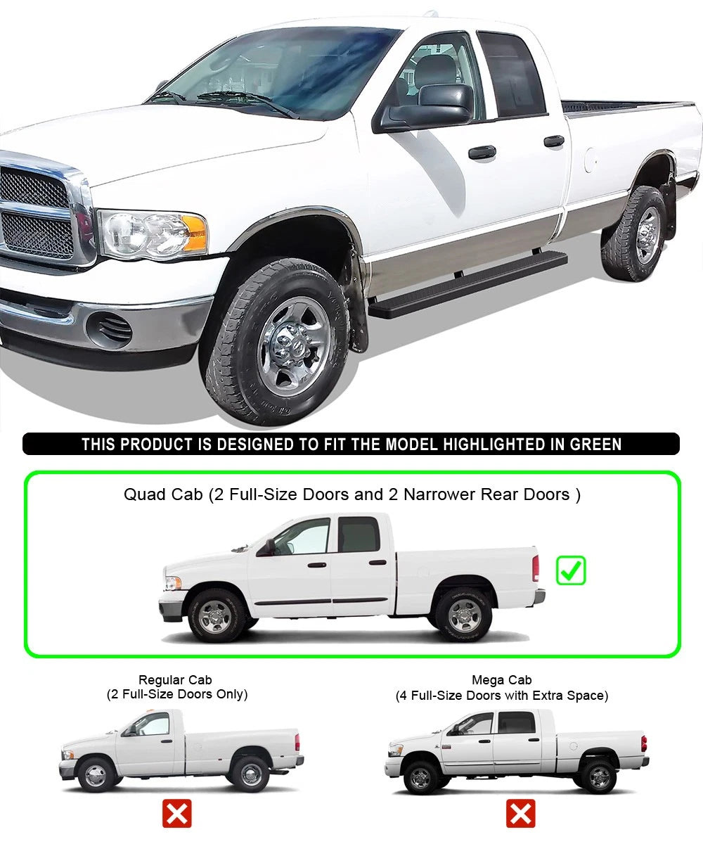 iBoard Running Boards 5in Black for Dodge Ram 1500 2500 3500 (2002-2008)