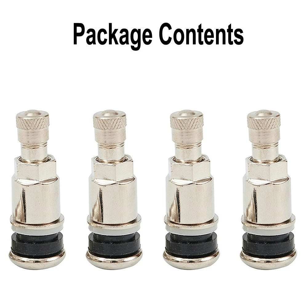 Set of 4 Metal Valve Stems for Car Van Tyres (11.3MM Hole)