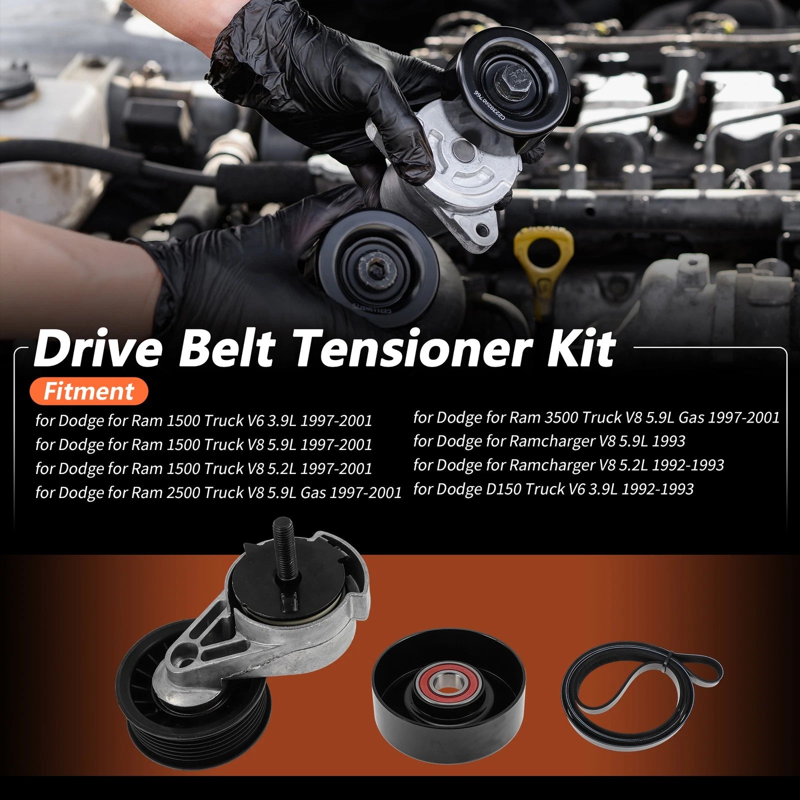 Set of 1 Drive Belt Tensioner Kit for Dodge Ram 1500 (1997–2001) No. 53010158AB