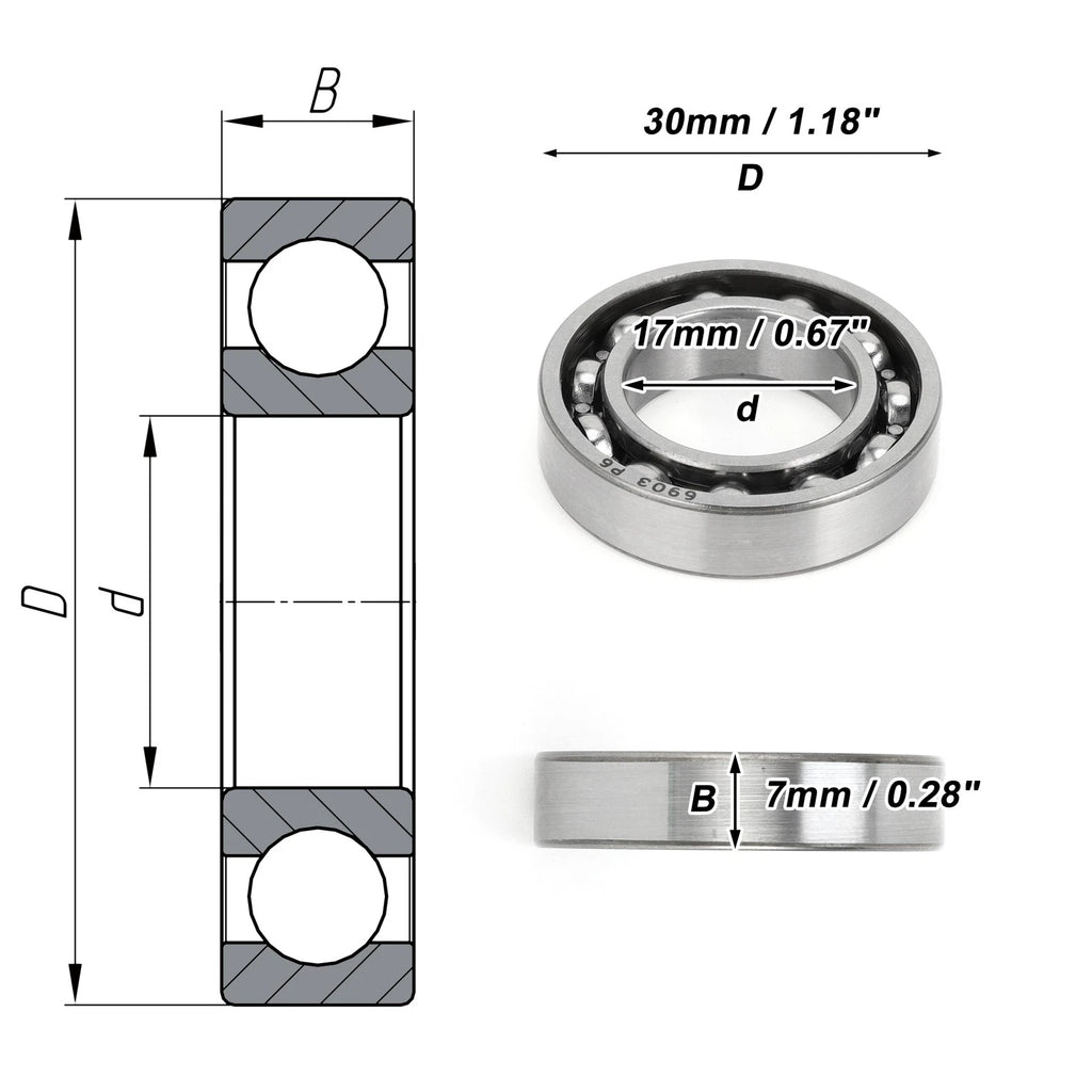 Deep Groove Ball Bearing 17x30x7mm for Scooter Skateboard (1 Pc)