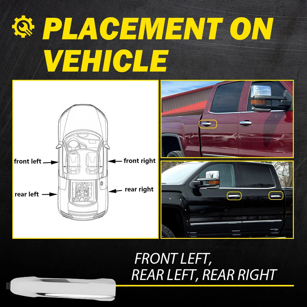 2 Exterior Door Handles for Chevrolet Silverado 1500 (2014-2022) Chrome