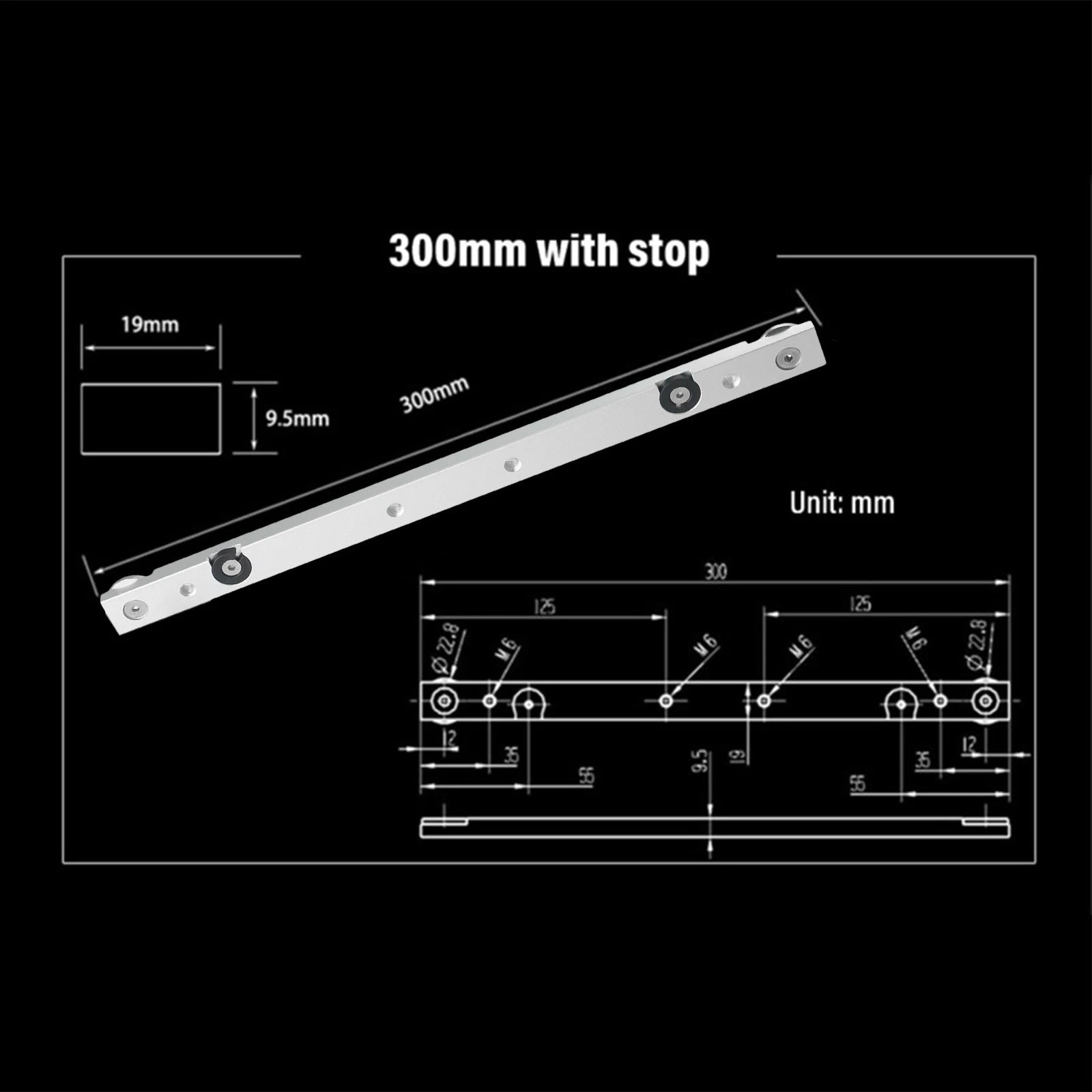 T Track Miter Slot Slider Bar for Table Saw (Aluminium Alloy)