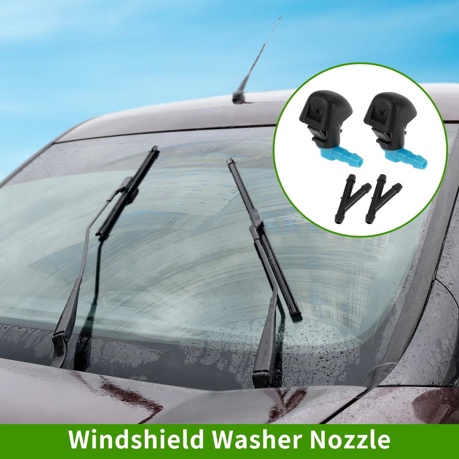 Windshield Washer Nozzle Set of 2 with Y Hose Connector for Honda Odyssey 