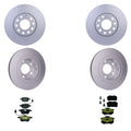 Hella Front Rear Rotors Low-Met Disc Brake Pad Kit for Audi A6 Quattro (2000)