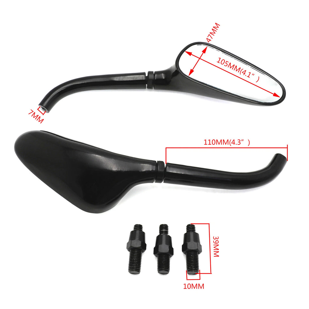 Universal Custom Small Motorcycle Mirrors for Harley Yamaha (Black)