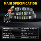 48" Triple LED Tailgate Bar for Trucks (Sequential Amber)