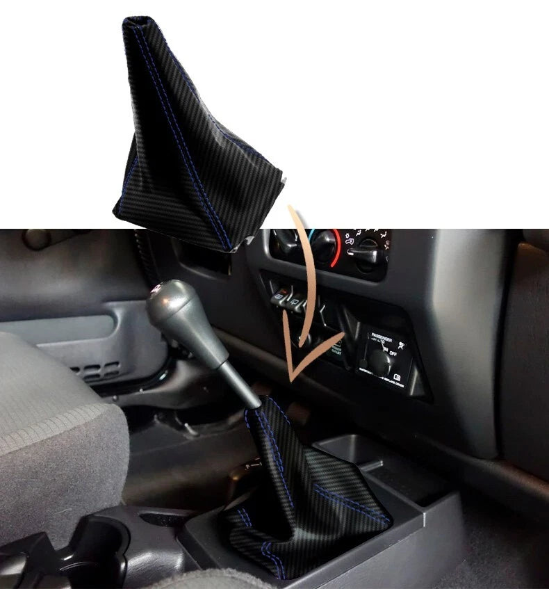 Manual Shift Boot for Jeep Wrangler (2003–2006) Carbon Fiber Blue Stitch