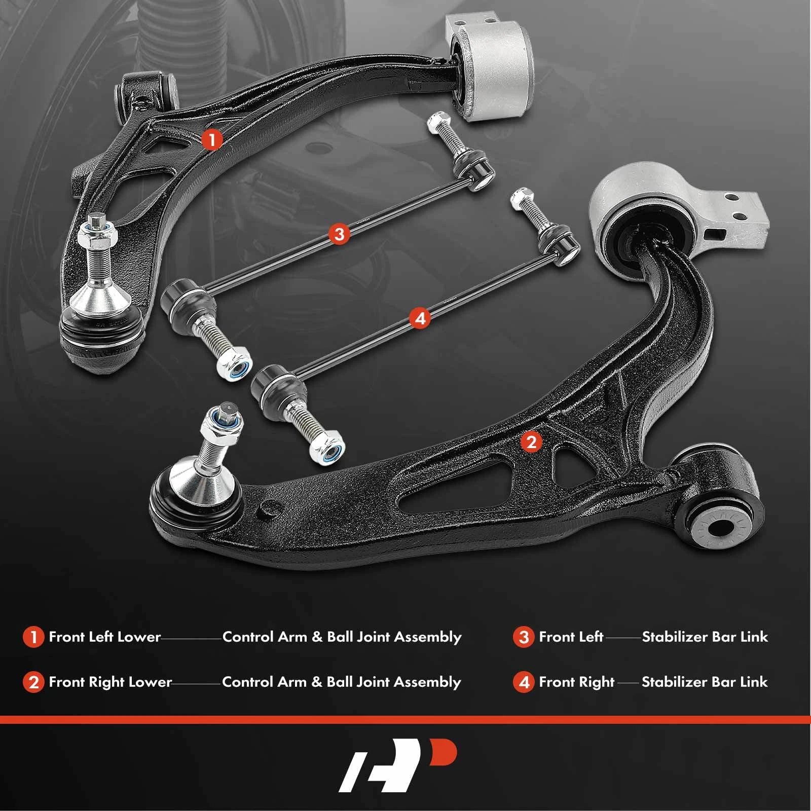 Set of 4 Front Control Arm Ball Joints for Ford Explorer (2011-2019)