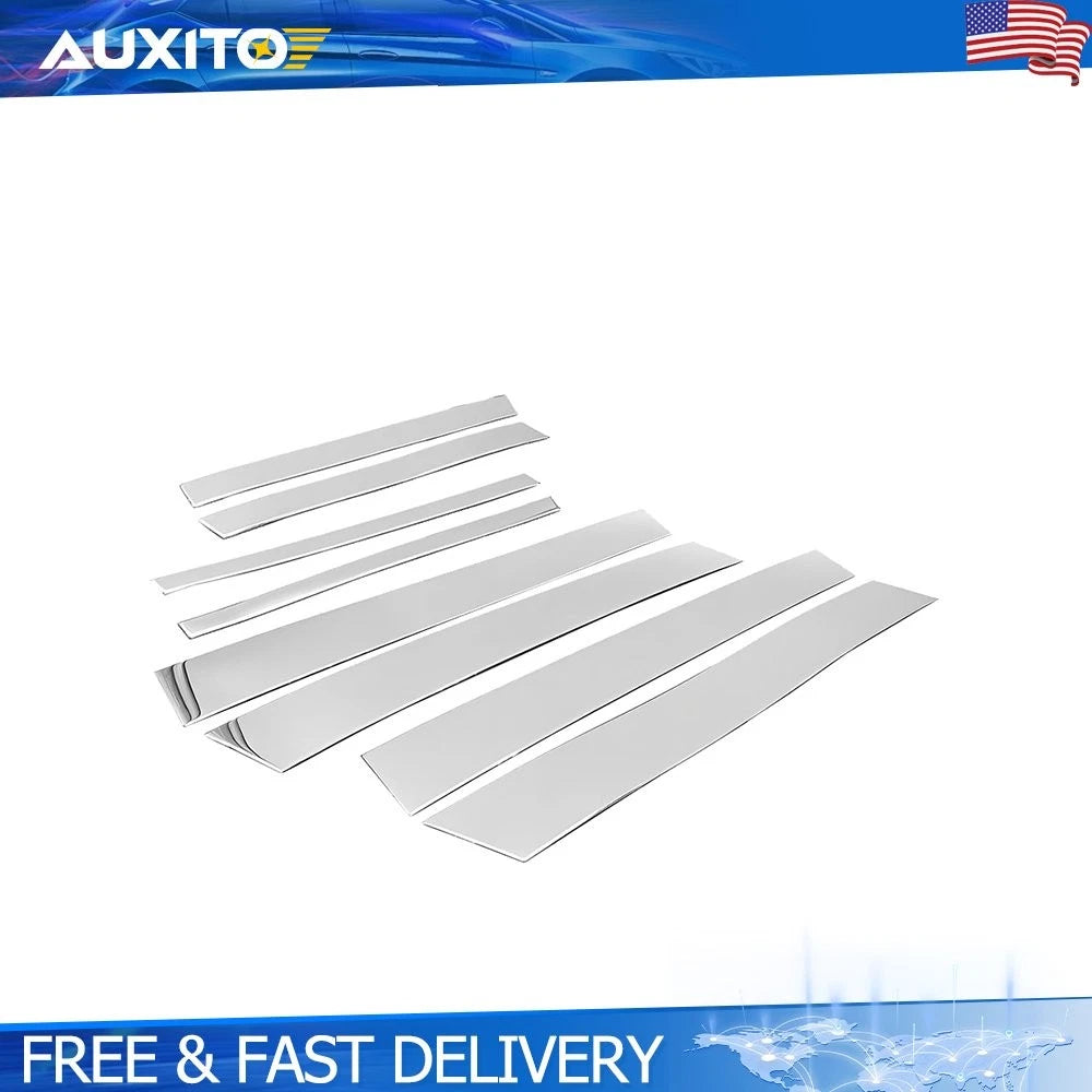 Set of 8 Steel Chrome Window Pillar Post Cover Trim for Toyota RAV4 (2013–2015)