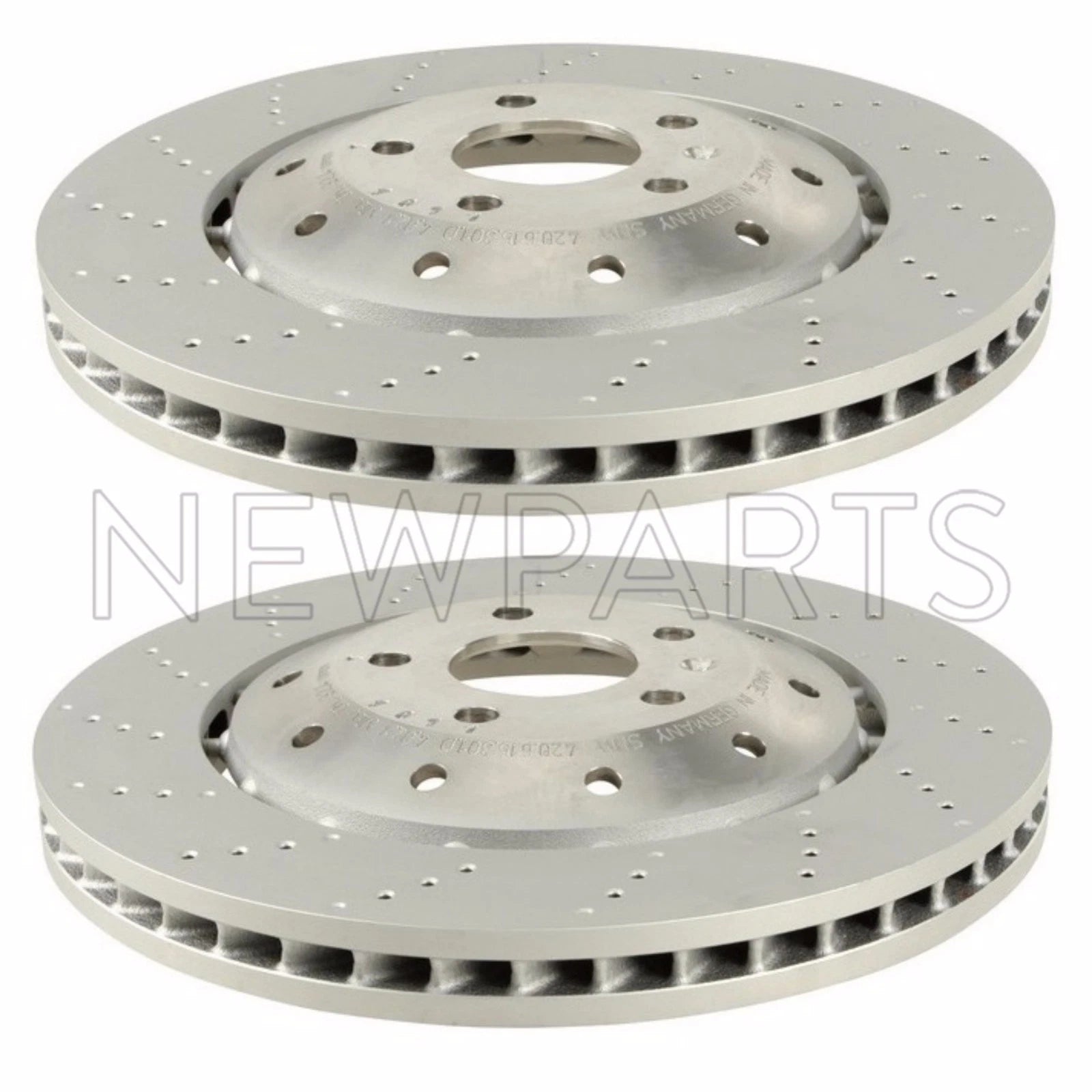 2X Front Vented Drilled Dimpled Disc Brake Rotor for Audi R8 (OEM)