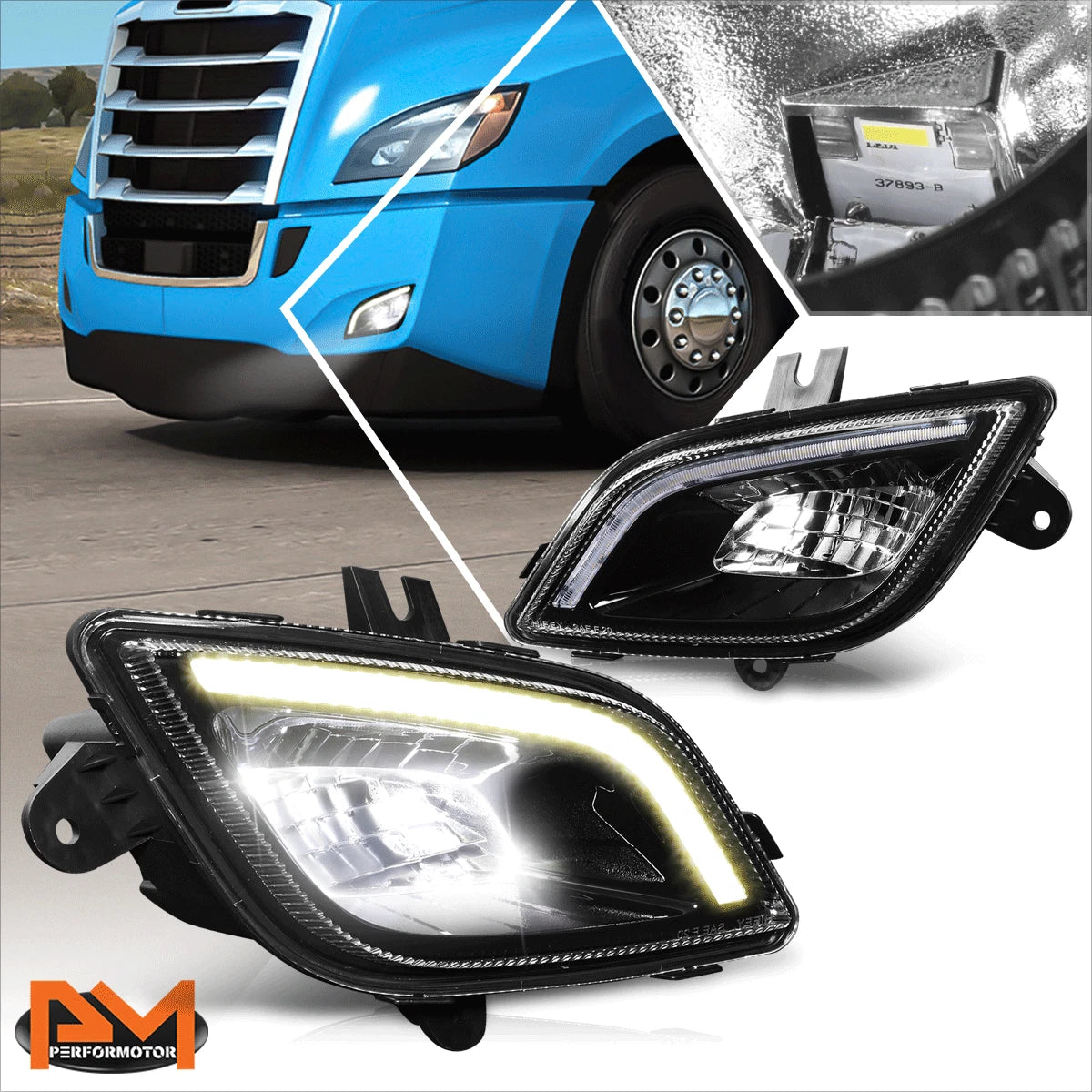 3D LED DRL Bar Fog Lights for Freightliner Cascadia (2018–2024)