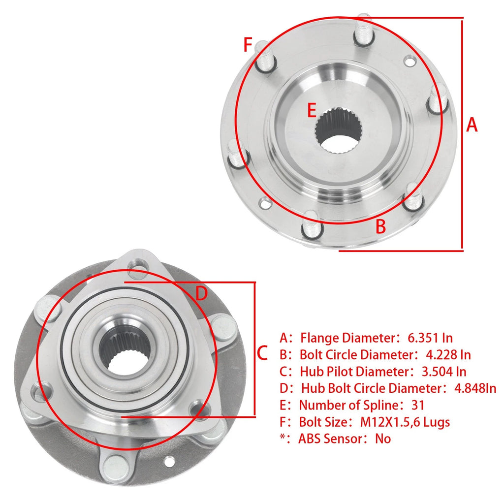 Pair Front Wheel Bearing Hub Assembly for Kia Sedona (2006–2014)