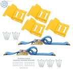 E Track Wheel Chock System with 7.5' Ratchet Tie Down Straps