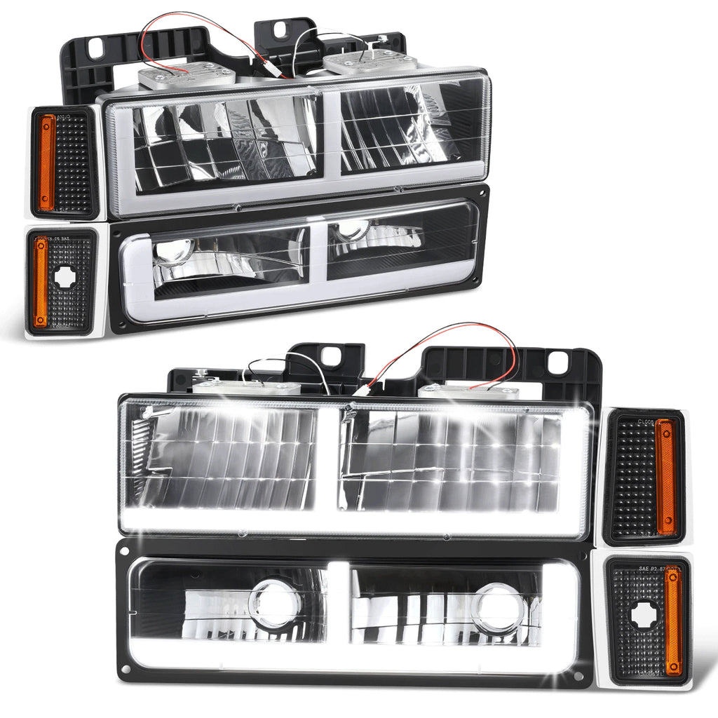 F-LED Headlight + Signal + Amber Corner Lamp for Chevy C/K 1500-3500 (1988–1993)