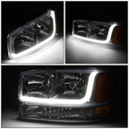 LED DRL Headlight Bumper Signal Lamp Chrome Amber for Sierra 1500 2500 (1999–2007)