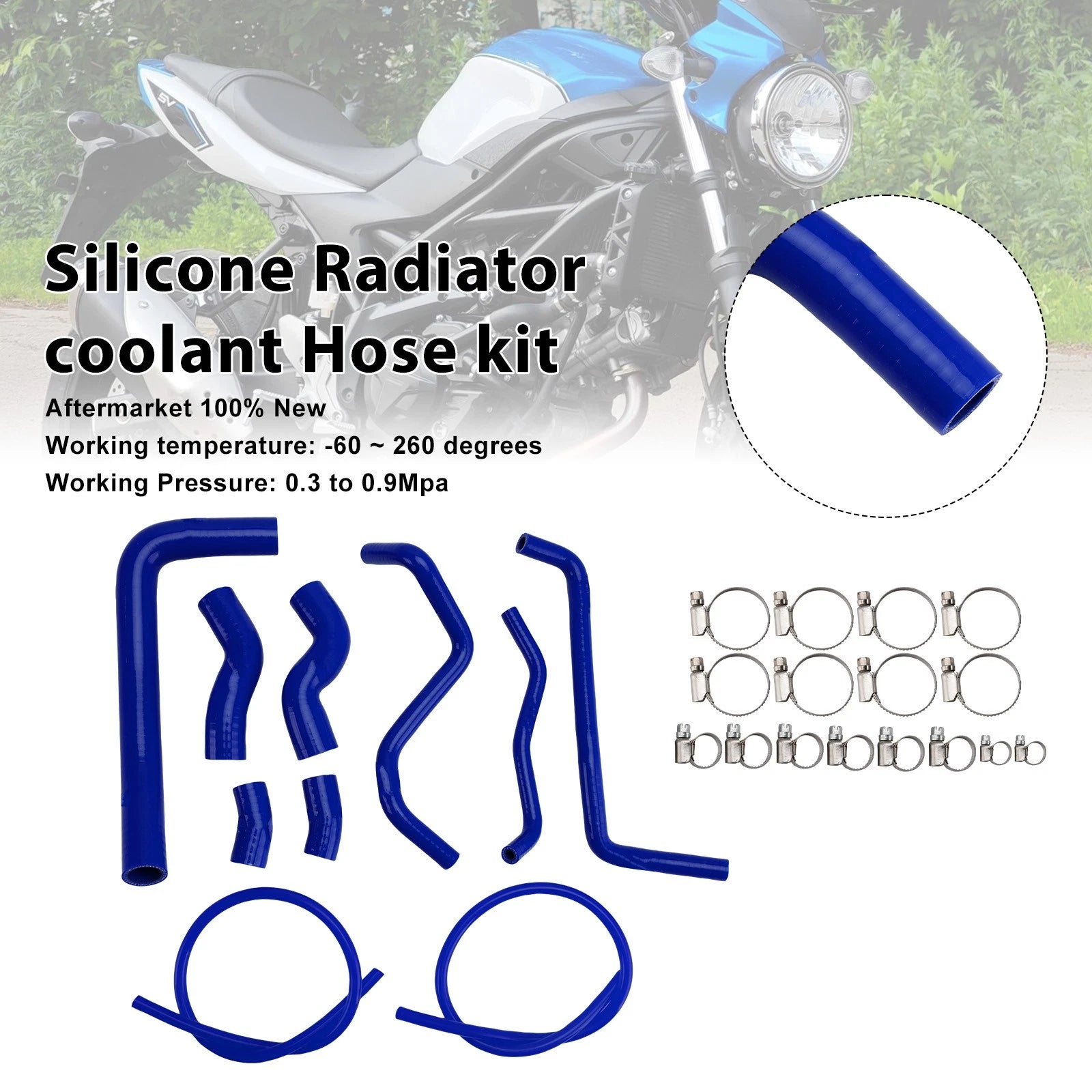 Silicone Radiator Coolant Hose for Suzuki SV650 (2016–2025) Blue