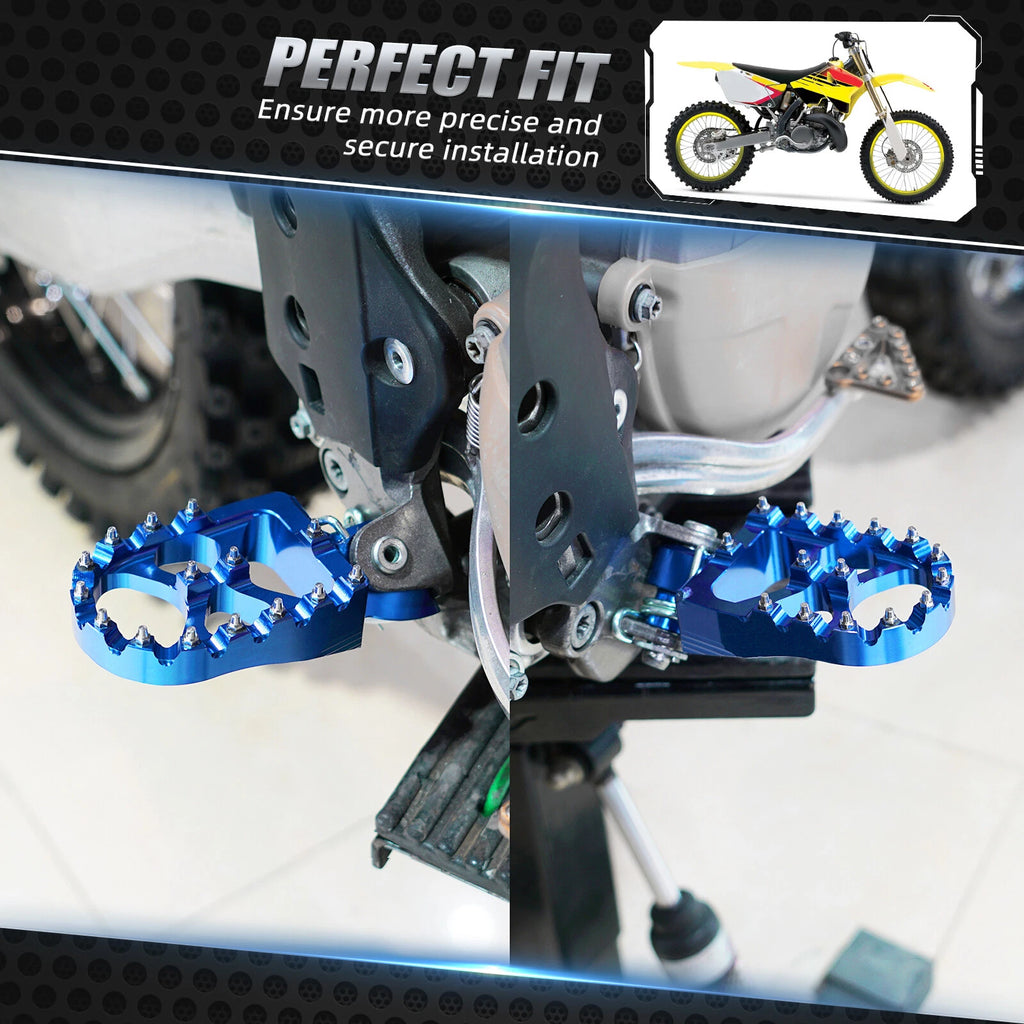 Billet Wide Foot Pegs for Yamaha YZ65 (2018–2023), YZ85 (2002–2023) - Blue