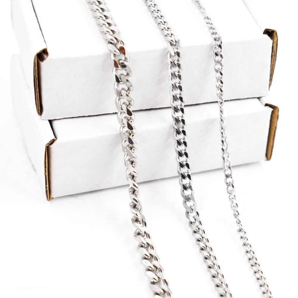 Stainless Steel Cuban Curb Chain Necklace for Men (18"-36")