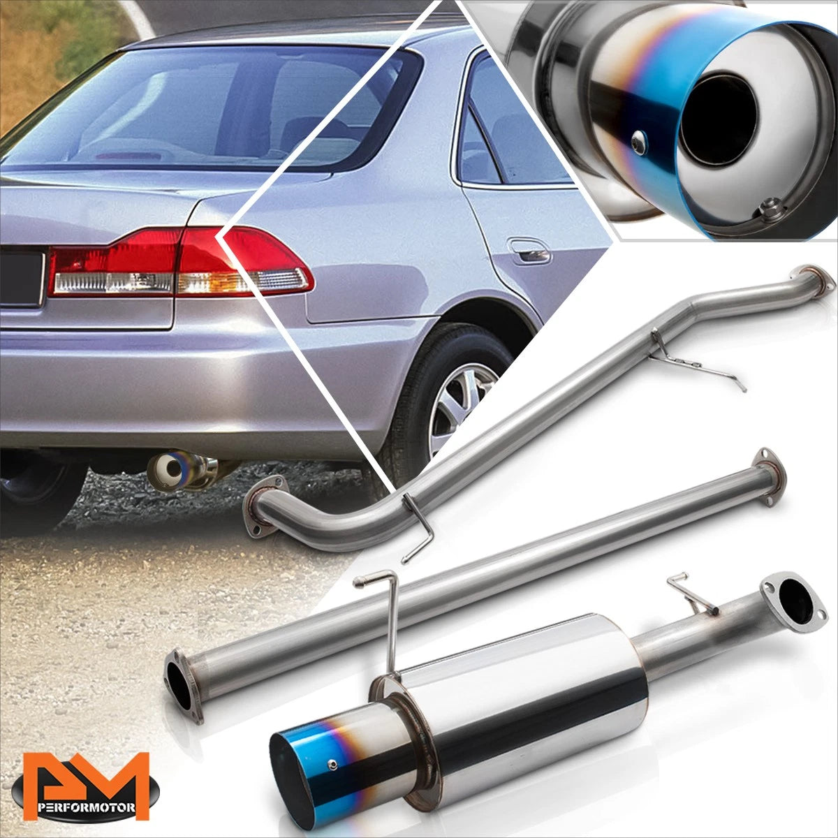 4" Burnt Tip Muffler Catback Exhaust System for Honda Accord F23 (1998–2002)